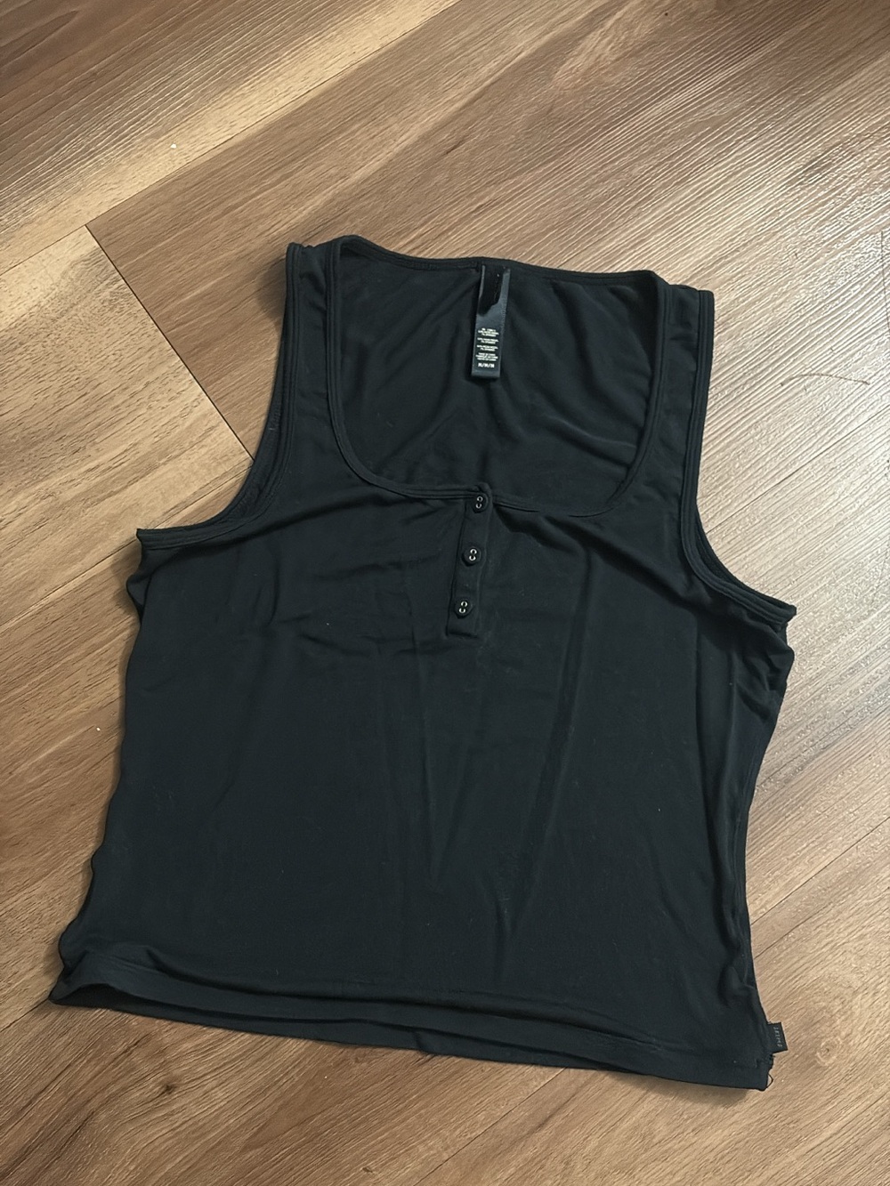 SKIMS Black Sleeveless Henley Camisole